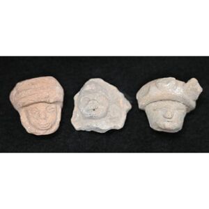 Lot of 3 Pre-Colombian Face Figure Effigy Pottery Pieces